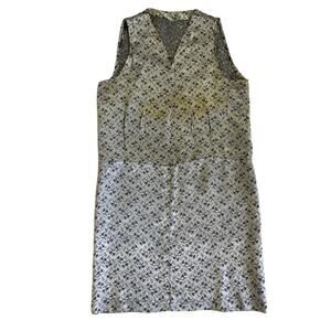 Antique Edwardian Jacquard Silk Shift Dress Tunic Chemise Black Silver AS IS